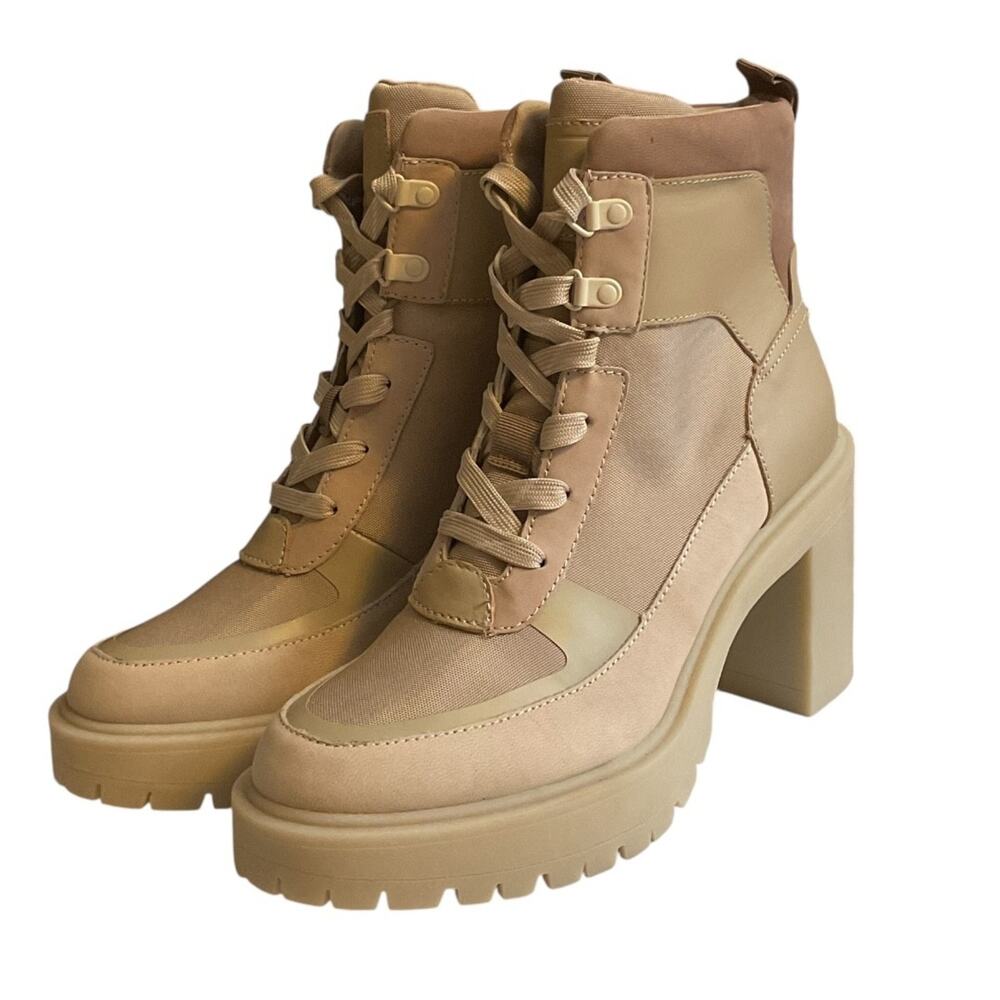 Dolce Vita Womens 9.5 M Tan Boots Collin Dune Heels Rubber‎ Sole Chunky Sustain